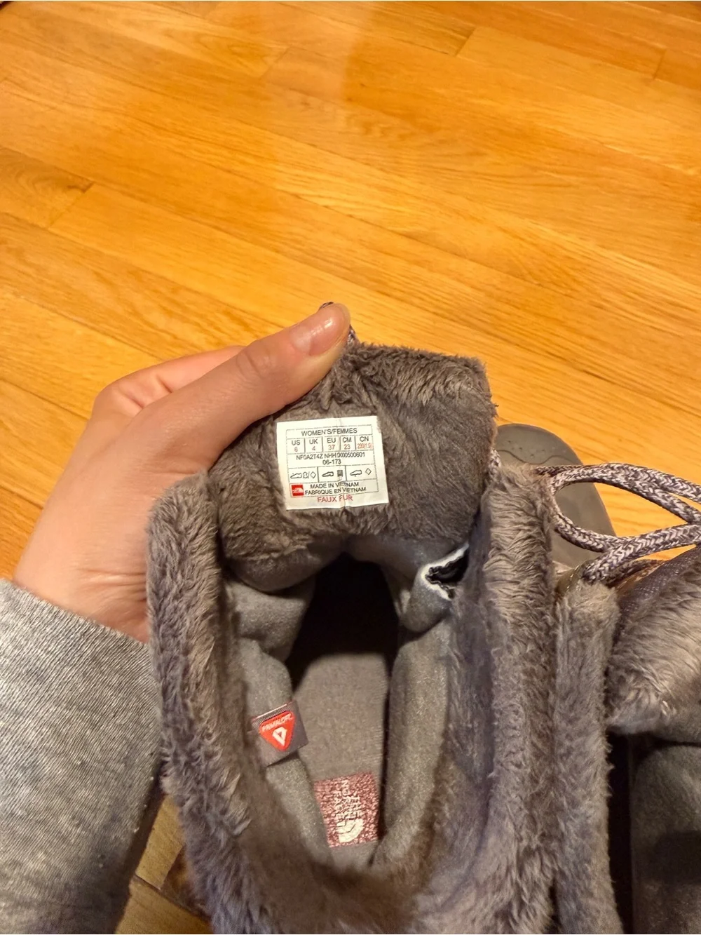 The North Face Women's Gray Quilted Faux-Fur Winter Boots